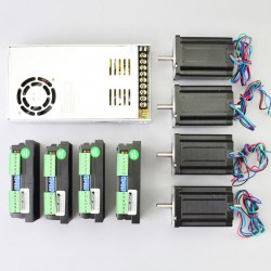 4軸3.1Nm(439oz.in) Nema 24 ステッピングモーターキット& ドライバー &電源