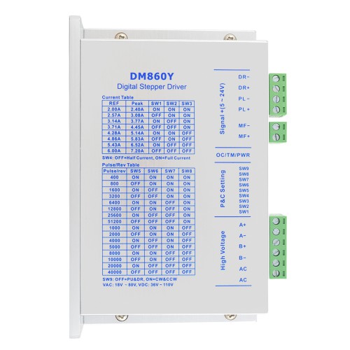 Nema 34ステッピングモータYシリーズ用デジタルステッピングドライバ2.4-7.2A AC18V-80V/DC 36V-110V