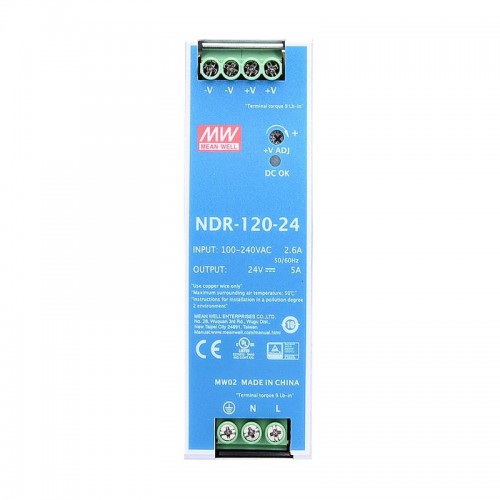 MeanWell® NDR-120-24 120W 24VDC 5A 115/230VAC DINレール電源