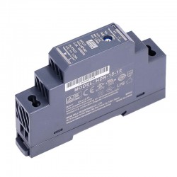 MeanWell® HDR-15-12 15W 12VDC 1.25A 115/230VAC 超スリムなステップ形状 DINレール電源