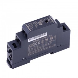MeanWell® HDR-15-5 15W 5VDC 2.4A 115/230VAC 超スリムなステップ形状 DINレール電源