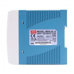 MeanWell® MDR-20-12 20W 12VDC 1.67A 115/230VAC DINレール電源