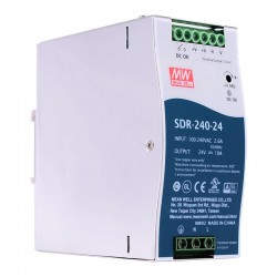 MeanWell® SDR-240-24 240W 24VDC 10A 115/230VAC DINレール電源(PFC機能付き)