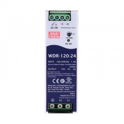 MeanWell® WDR-120-24 120W 24VDC 5A 180~550VAC DINレール電源