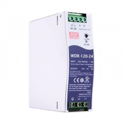 MeanWell® WDR-120-24 120W 24VDC 5A 180~550VAC DINレール電源