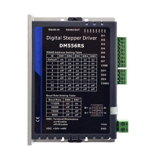 Modbus RS485 クローズドループステッピングドライバー DM556RS 24-48VDC 0.5-5.6A (Nema 17,23,24モーターに適合)
