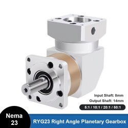 RYG23シリーズ Nema 23 直角遊星ギアボックス ギア比 5:1/10:1/20:1/50:1 (Nema 23 ステッピングモーター用)
