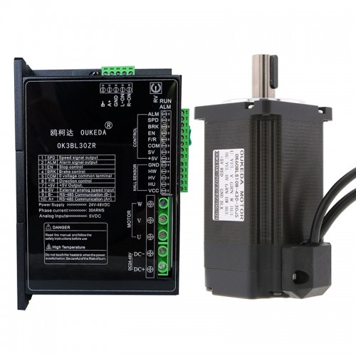 48V ブラシレスDCモーター＆BLDCドライバーキット OK60BLS108-430-30J5+OK3BL30ZR 300W 95.55Ncm 3000RPM 3相 50x50x108mm