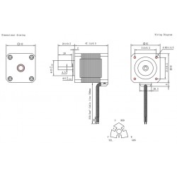 Oukeda NEMA 17 ステッピングモーター OK423P47-154A 1.2度 32Ncm 3相 1.5A 5.4VDC Dカット