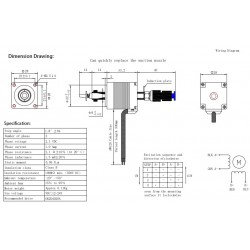 Oukeda Nema 11 ステッピングモーター OK28FD33DL-ZC-SX 1.8度 6Ncm 2相 (SMT 実装機用) クッションノズル付き