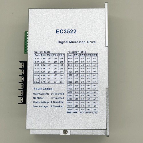 3相ステッピングモータードライバー EC3522 2.2-5A 110–220 VAC、Nema34 86mmステッピングモーター用 3相ステッピングモータードライバー EC3522 2.2-5A 110–220 VAC、Nema34 86mmステッピングモーター用