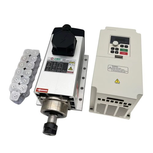 3.5KW 220V/380V 空冷スピンドルモーターキット GDZ105X102-3.5 + H100-3.7S2/T4 可変周波数ドライブ（VFDドライブ）およびER20コレット13個付き