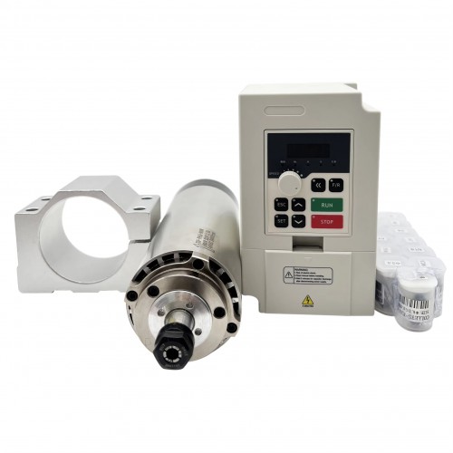 800W 110V/220V 空冷CNCスピンドルモーターキット JGF-F65A-800 + H100-0.75 可変周波数ドライブ & ER11コレット13個付き