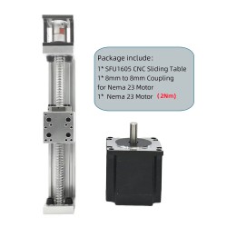 ミニ X軸電動リニア ステージ DXG-YR60+SFU1605 1.2/2/3Nm Nema 23 ステッピングモーター＆ドライバーキット付き