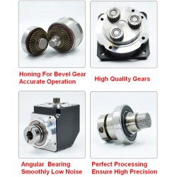 PVE120シリーズ 90度直角遊星ギアボックス ギア比3:1 - 100:1 110mm/130mmサーボモーター 19/22/24mm入力に適合