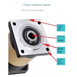 PFN60-160シリーズ中空穴出力遊星ギアボックスギア比3:1 - 100:1 NEMA 23、34ステッピングモーター80/110/130/180mmサーボモーターに適合