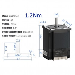 Nema 23 一体型クローズドループステッピングモーター HBT57 シリーズ 1.2Nm/2Nm/3Nm、ドライブ 1000 ラインエンコーダ付き