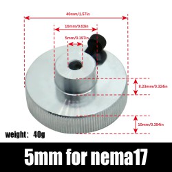 アルミニウム合金製ステッピングモーター用ハンドホイール 5mm/6.35mm/8mm/14mm Nema 17/23/34 ステッピングモーター用