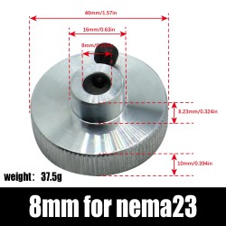 アルミニウム合金製ステッピングモーター用ハンドホイール 5mm/6.35mm/8mm/14mm Nema 17/23/34 ステッピングモーター用