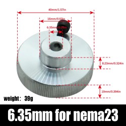 アルミニウム合金製ステッピングモーター用ハンドホイール 5mm/6.35mm/8mm/14mm Nema 17/23/34 ステッピングモーター用