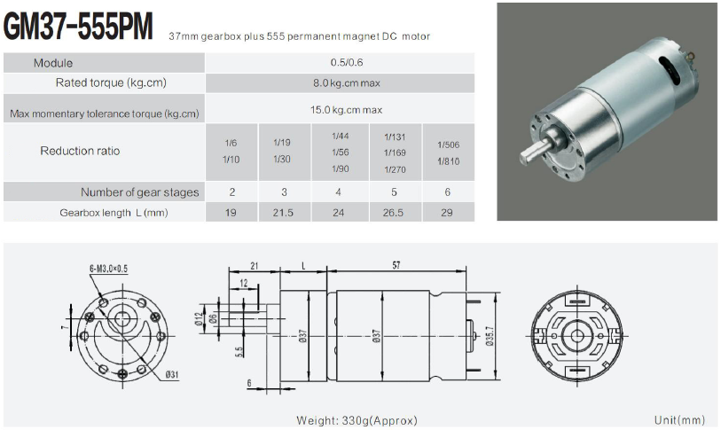 20個 Φ37mm 12V/24V ブラシDCギヤードモータ GM37-555 ギア比 6~810 平行軸ギヤボックス付き 20個 Φ37mm 12V/24V ブラシDCギヤードモータ GM37-555 ギア比 6~810 平行軸ギヤボックス付き