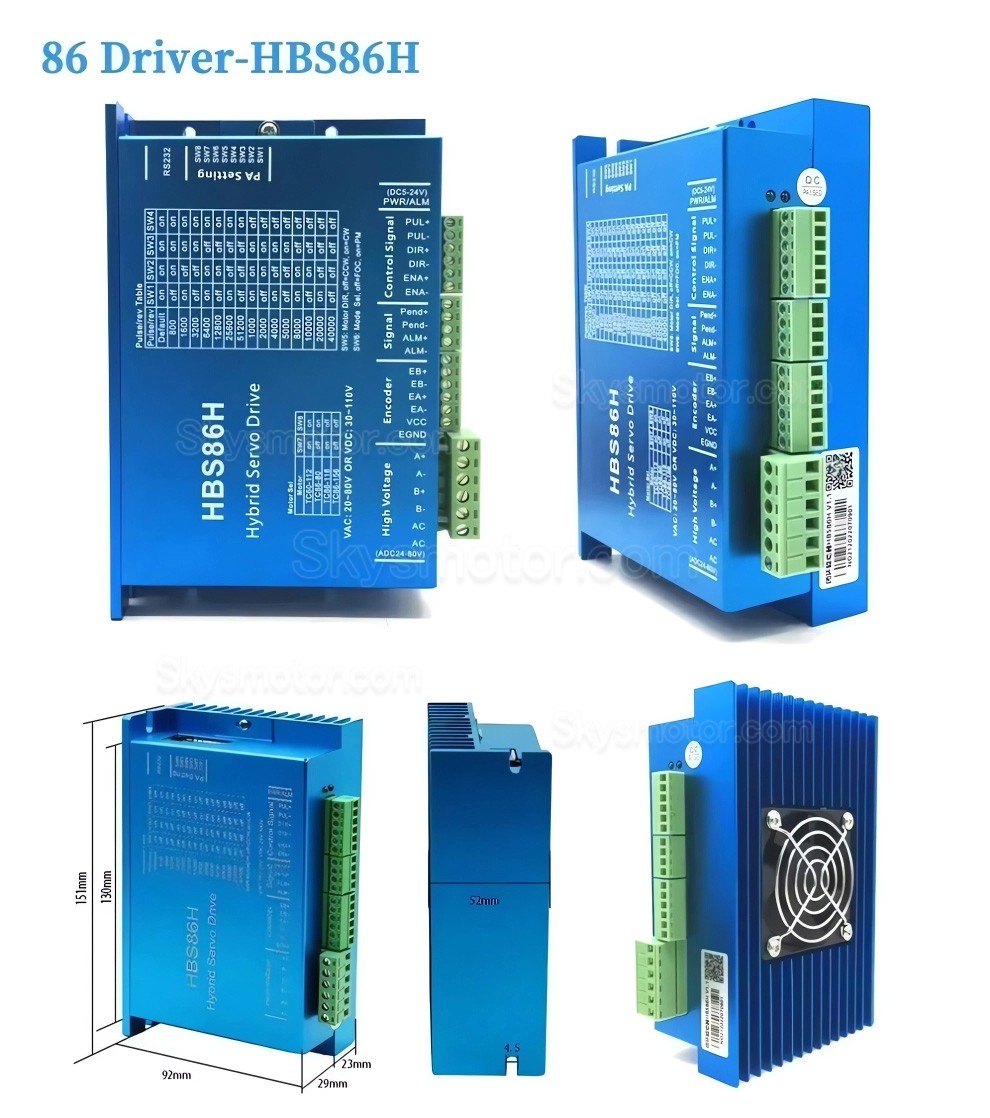 閉ループステッピングモータードライバー HBS86H 20～80VAC/30～110VDC (NEMA 34ステッピングモーター用)