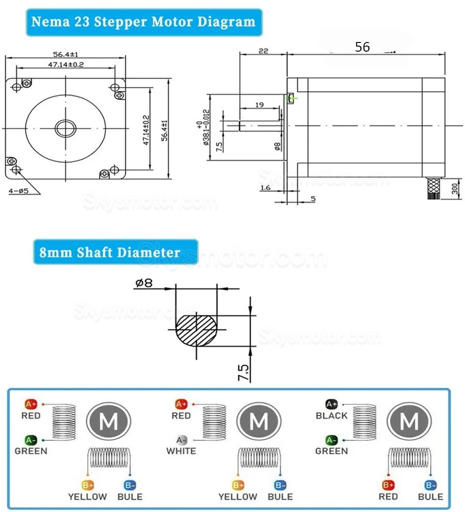 Nema 23 ステッピングモーター 57HS5630A4 1.8 度 1.2Nm 4 リード 3A 2 相 3D プリンター CNC ルーター用