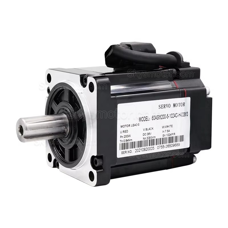 36V DC サーボモーター 200W 60ASM200-5-1024C 0.64N.m 7.5A 0.64N.m 3000RPM 1024ライン磁気エンコーダ付き