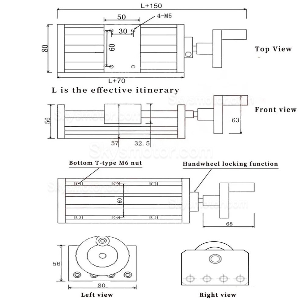 手動 ステージ GGP5080 手動直動X軸ステージ CNC モーションモジュール（ハンドホイール付き）
