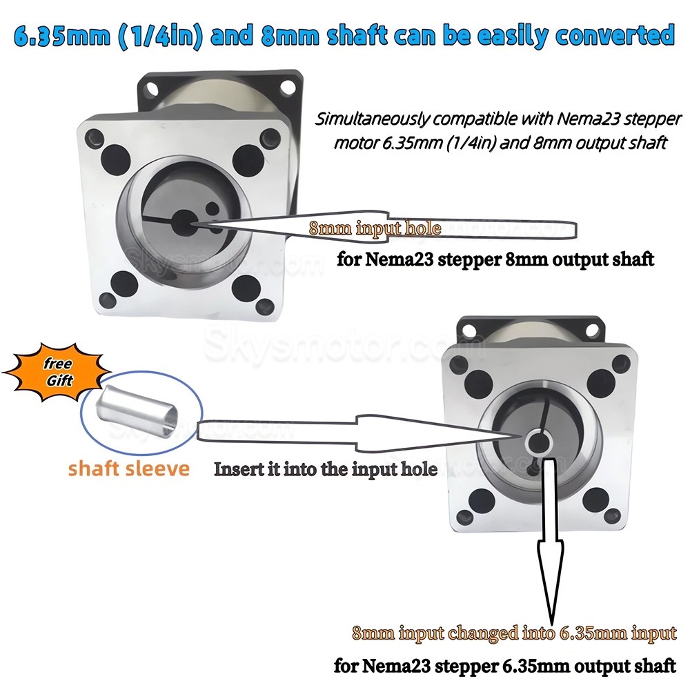 DLFシリーズ Nema 23 遊星ギアボックス ギア比 4:1 - 100:1、1/4インチ入力 6.35mm 8mm