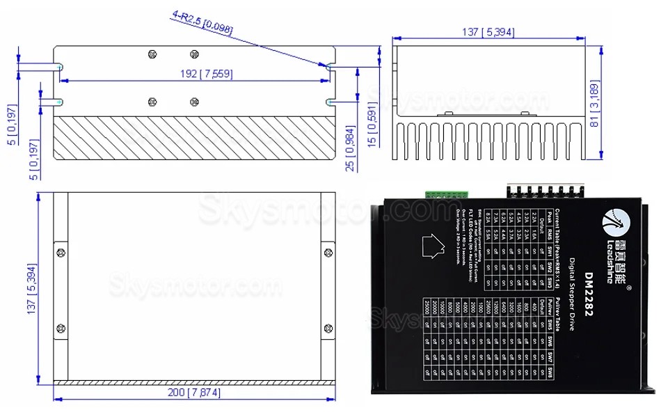 Nema 34,42 ステッピングモータ用デジタルステッピングドライバ Leadshine DM2282 0.5-8.2A