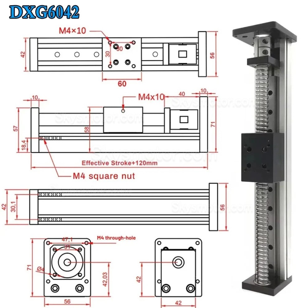 ミニ X軸電動リニア ステージ OSP001606 シングルガイドレール CNC ボールねじモジュール、Neme 23 ステッピングモーター付き
