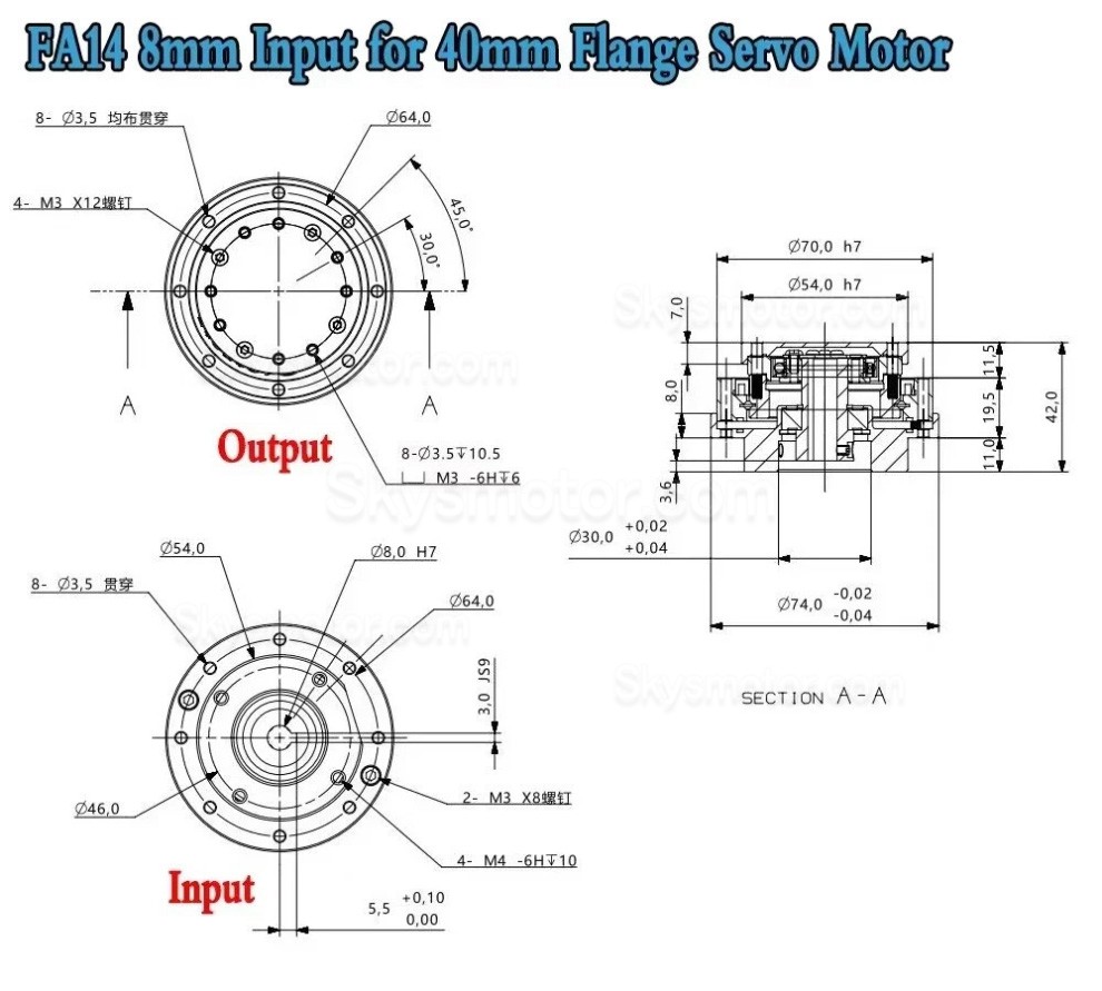 FAシリーズ ハーモニック減速機(波動歯車減速機) ギア比 30:1 / 50:1 / 80:1 / 100:1 / 120:1 サーボモーター用