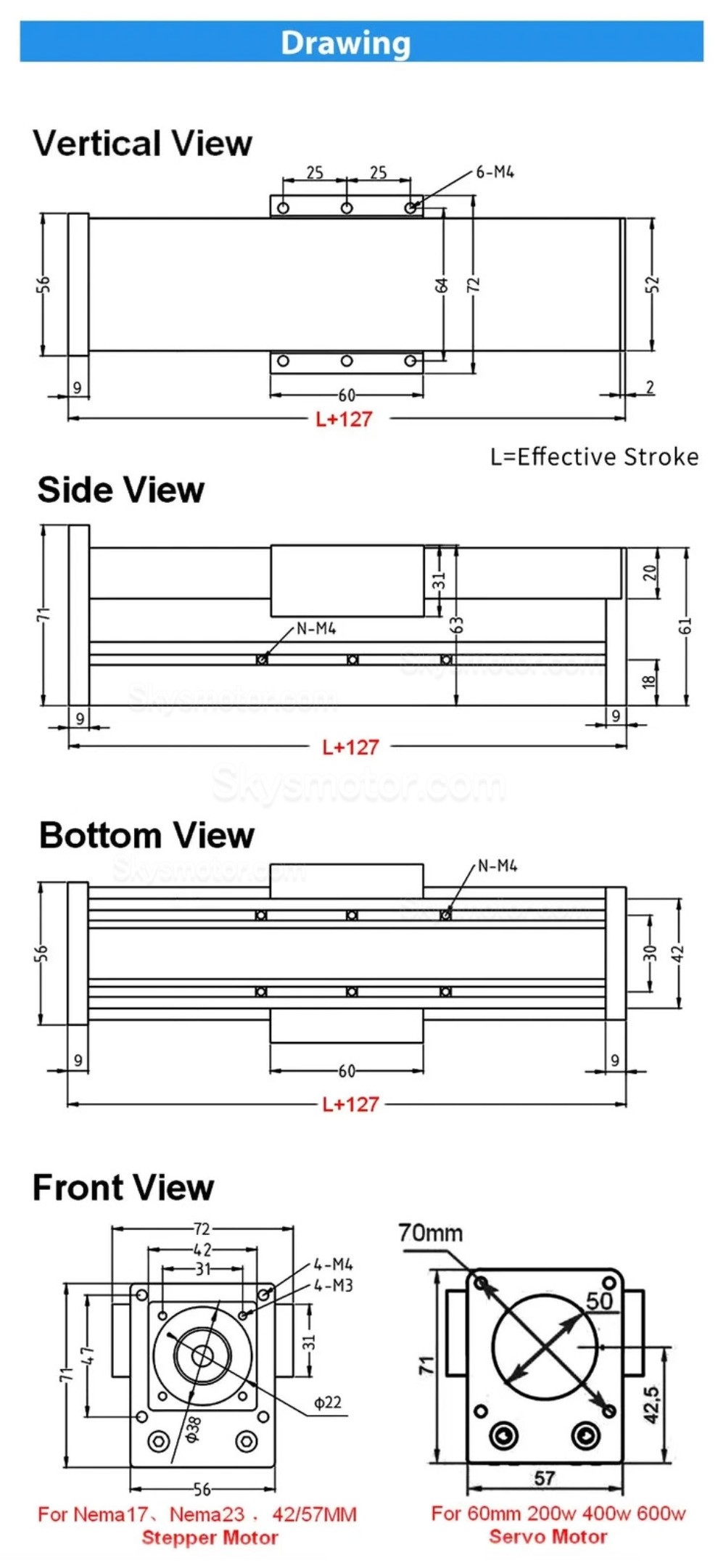 ミニ完全密閉型CNCボールねじスライドテーブルキット OSP001613 ステッピングモーター付き