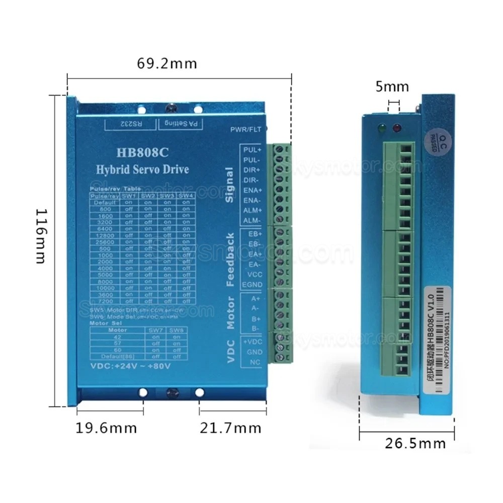 2相閉ループステッピングモータードライバー HB808C AC18-80V Nema 17/23/24モーター用