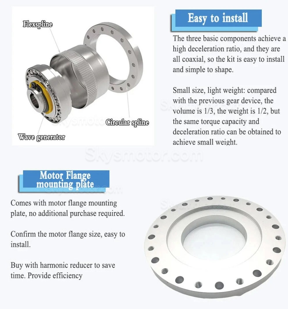 ZXFシリーズ ハーモニック減速機 ギア比 30:1 / 50:1 / 80:1 / 100:1 / 120:1 / 160:1 ステッピング/サーボモーター用