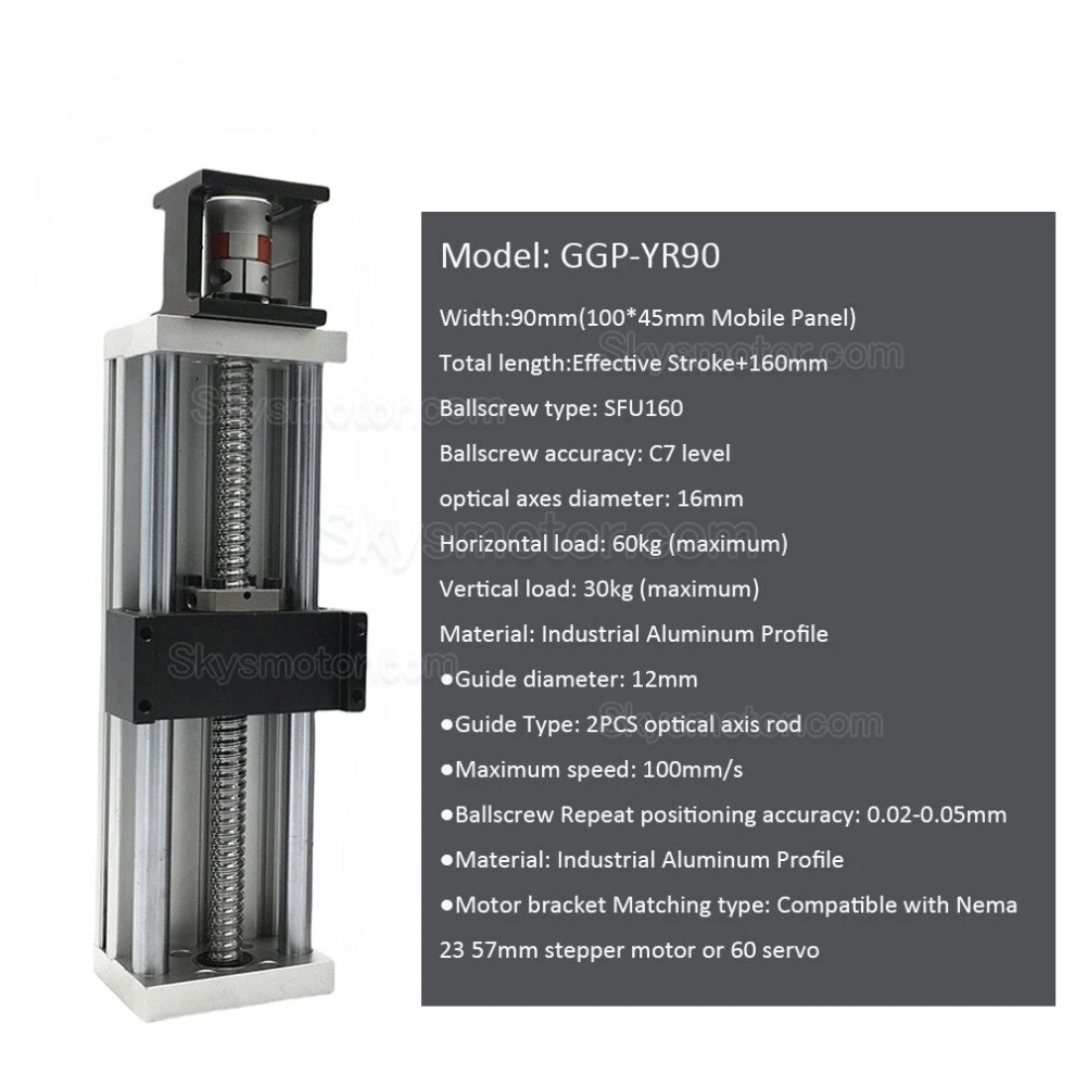 CNCスライディングテーブル リニアテーブル OSP001610 ストローク 100mm-1000mm NEMA 23 ステッピングモーター/60mmサーボモーター対応