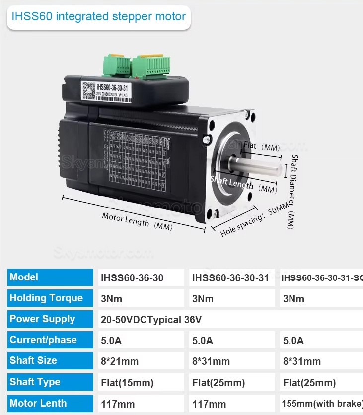 JMC NEMA 23 一体型クローズドループステッピングモーター IHSS60-36-30-30/31/SC 1.8度 3Nm 5A 36V 2相