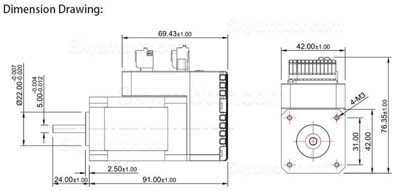 Nema 17 一体型サーボモータ、集積式AC サーボモーター 24V JMC iHSV42-40-05-24 52W 12.5Ncm 52000RPM