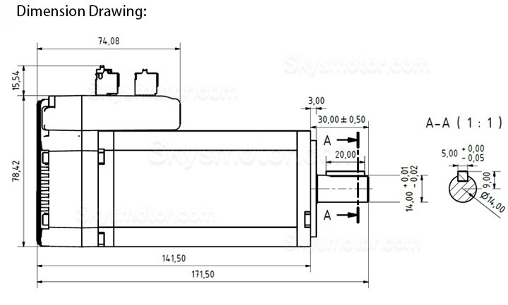 Nem23 一体型サーボモータ、集積式AC サーボモーター JMC iHSV60-30-40-48 400W 48V 1.27N.m 3000RPM 60 x 60mm