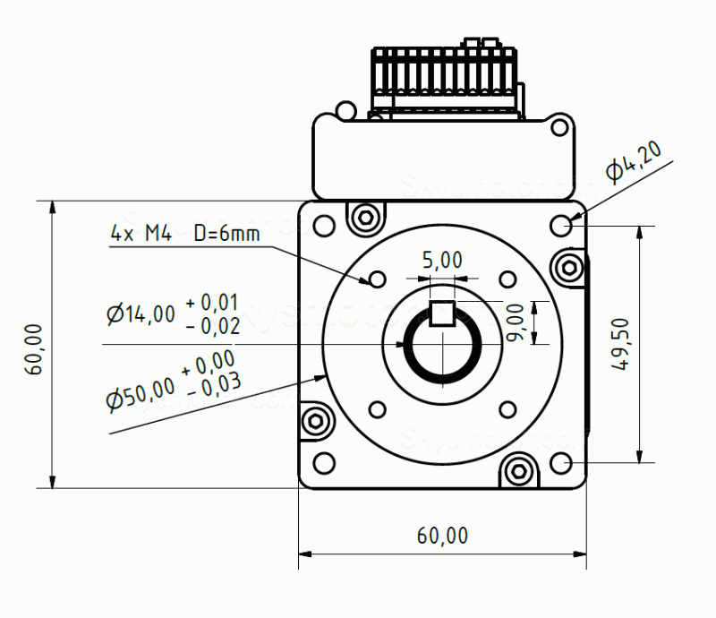 Nem23 一体型サーボモータ、集積式AC サーボモーター JMC iHSV60-30-40-48 400W 48V 1.27N.m 3000RPM 60 x 60mm