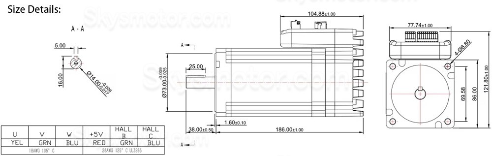 NEMA 34 一体型サーボモータ、集積式AC サーボモーター JMC iHSV86-30-66-72 660W 2.03N.m 3000RPM 72V 13.1A 86x86mm