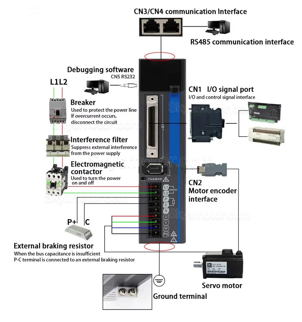 200W 180V-240V ACサーボモータードライバー JAND2002-20B 単相外部ブレーキ抵抗器