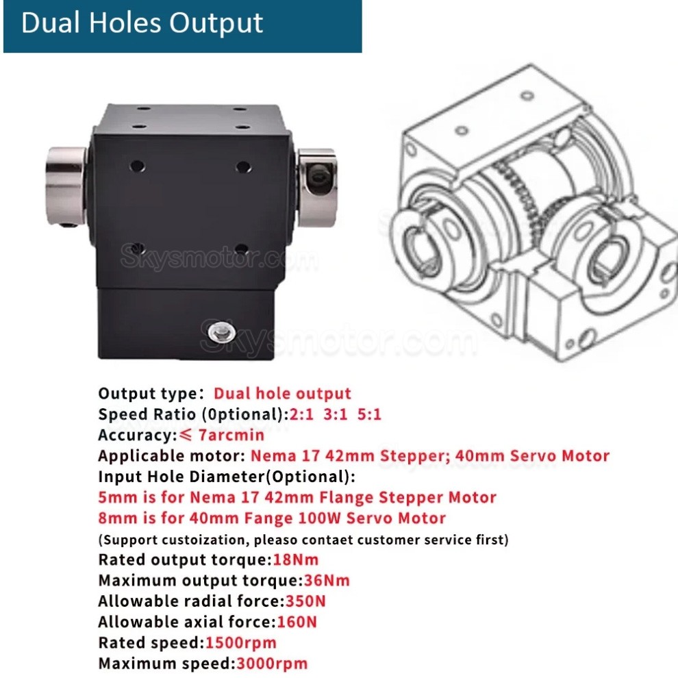 Nema 17 直角ベベルギアボックス 90 度整流子 ギア比 2:1/3:1/5:1 Nema17 ステッピングモーター用
