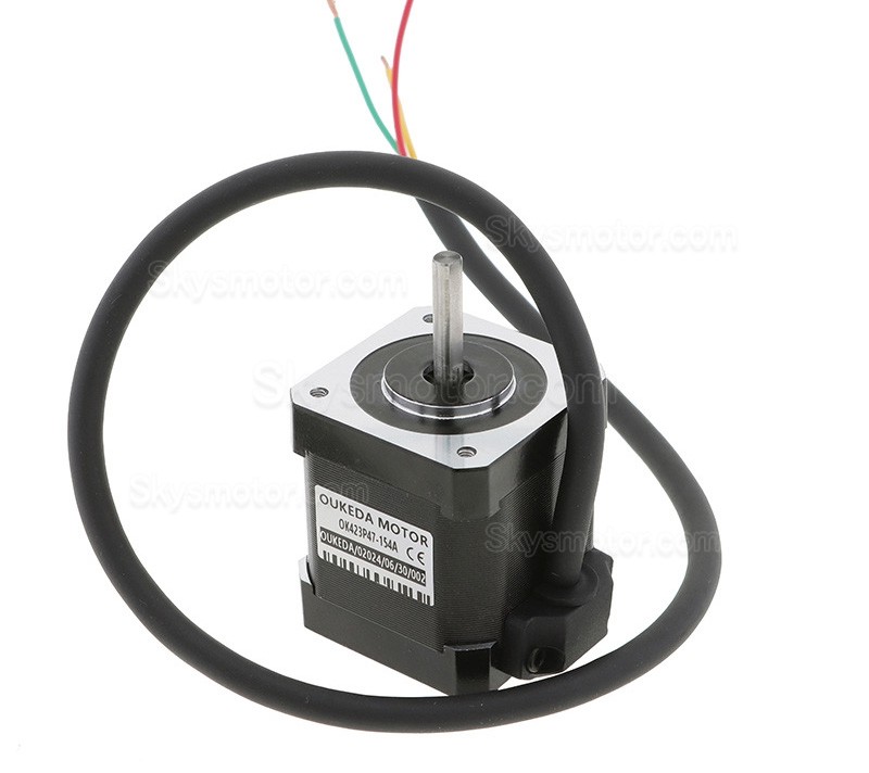 Oukeda NEMA 17 ステッピングモーター OK423P47-154A 1.2度 32Ncm 3相 1.5A 5.4VDC Dカット