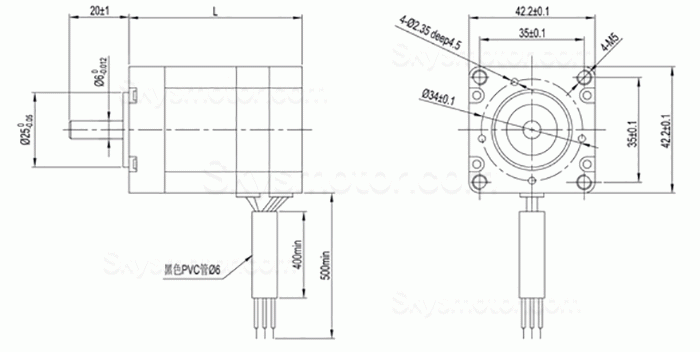24V/48V ブラシレス BLDC モーター OK42BL 3相 7.5Ncm-260Ncm 4000RPM 42.2x42.2mm