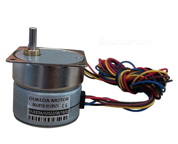 Oukeda 永久磁石 PM ステッピングモーター 7.5度 24V 4相 10:1/30:1/50:1/75:1/120:1 ギアボックス付き