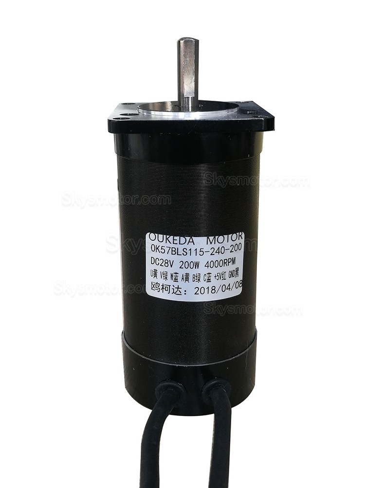 24V ブラシレス DC モーター BLDC モーター OK57BLS115-240-200 200W 4000RPM 47Ncm 12A 3相 56.6x56.6