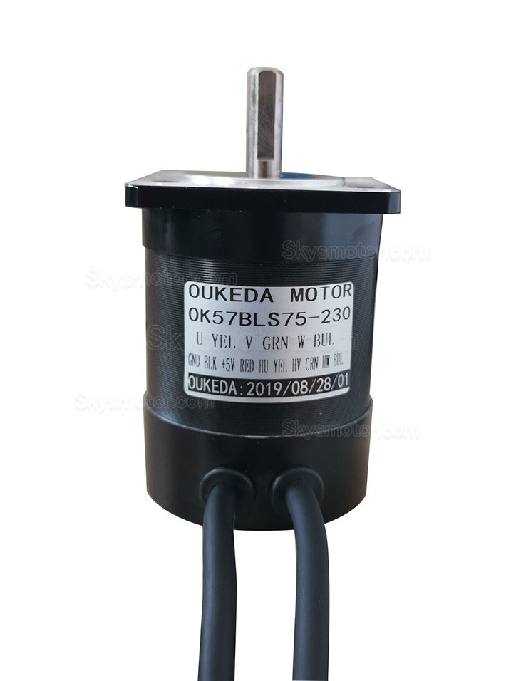 24V ブラシレスDCモーター BLDCモーター OK57BLS75-230 2相 22Ncm 3000RPM 56.6x56.6x75mm
