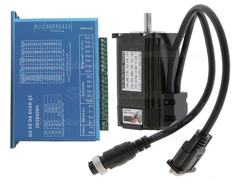 OUKEDA Nema 23 クローズドループ ステッピングモーターキット OK57DL76EC1-2C1+OK2D60BH 2.0 Nm 1.8 度 OK2D60BH ドライバー付き